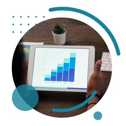 Weekly insights charts on tablet